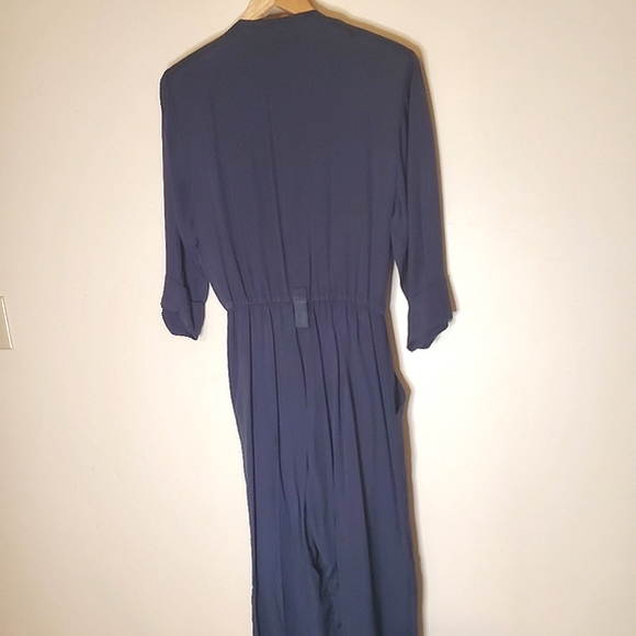 One-Piece Boxy Navy 80s Business Pantsuit with Removable Dickie - Picture 11 of 15